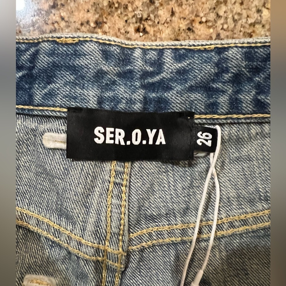 Ser.O.Ya Stone Black Distressed Flare Jeans Size 26 Long Inseam NWOT - Picture 8 of 9
